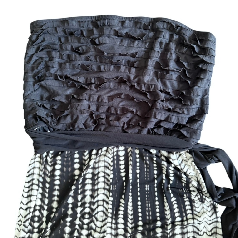 Women’s Strapless Wide Leg Black Ruffled Long Jumpsuit Size XL Jersey Knit Party - Picture 7 of 16